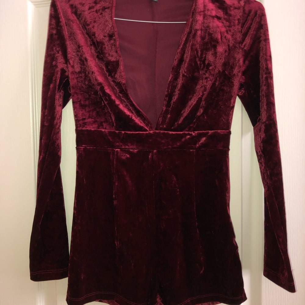Forever 21 one piece shorts romper velvet